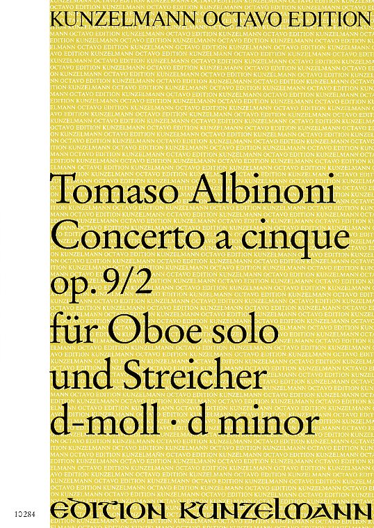 T. Albinoni: Konzert d-moll op 9/2<br>Oboe + Orchester - Partitur