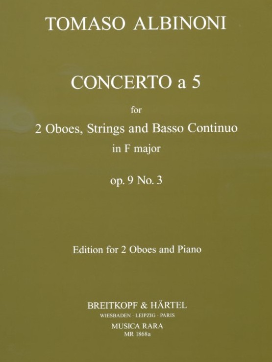 T. Albinoni: Konzert F-Dur op 9/3 für<br>2 Oboen + Orch. - KA /Kunzelmann