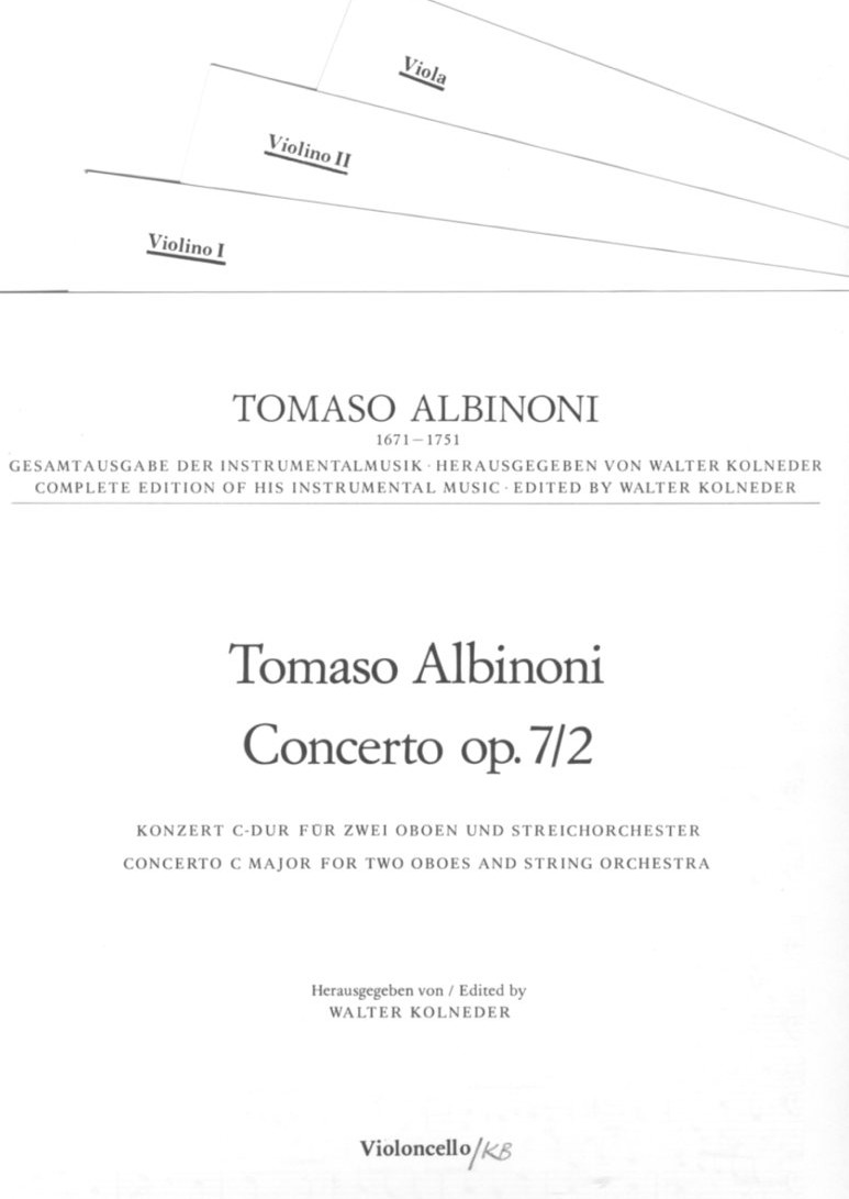 T. Albinoni: Konzert C-Dur op 7/2<br>für 2 Oboen + Orch - 4 Stimmen im Set