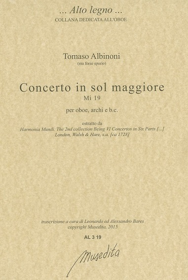 T. Albinoni: Konzert G-Dur<br>(Mi 19) Oboe + Orchester - KA