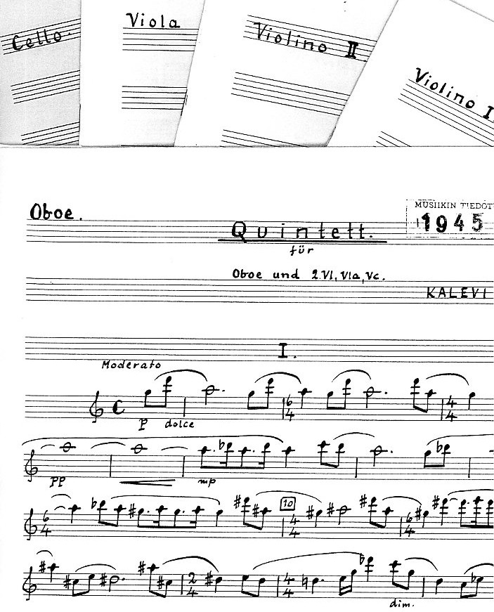K. Aho(*1949): Quintett für Oboe<br>+ Streichquartett - Stimmen