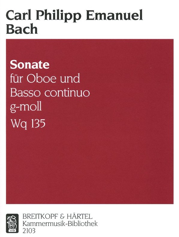 C.Ph.E. Bach: Sonate g-moll für<br>Oboe + BC - Herausgeber: K. Walther