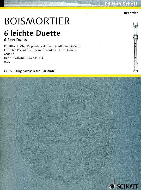 J.B. Boismortier: Sechs leichte<br>Duette für Altblockflöten Bd I