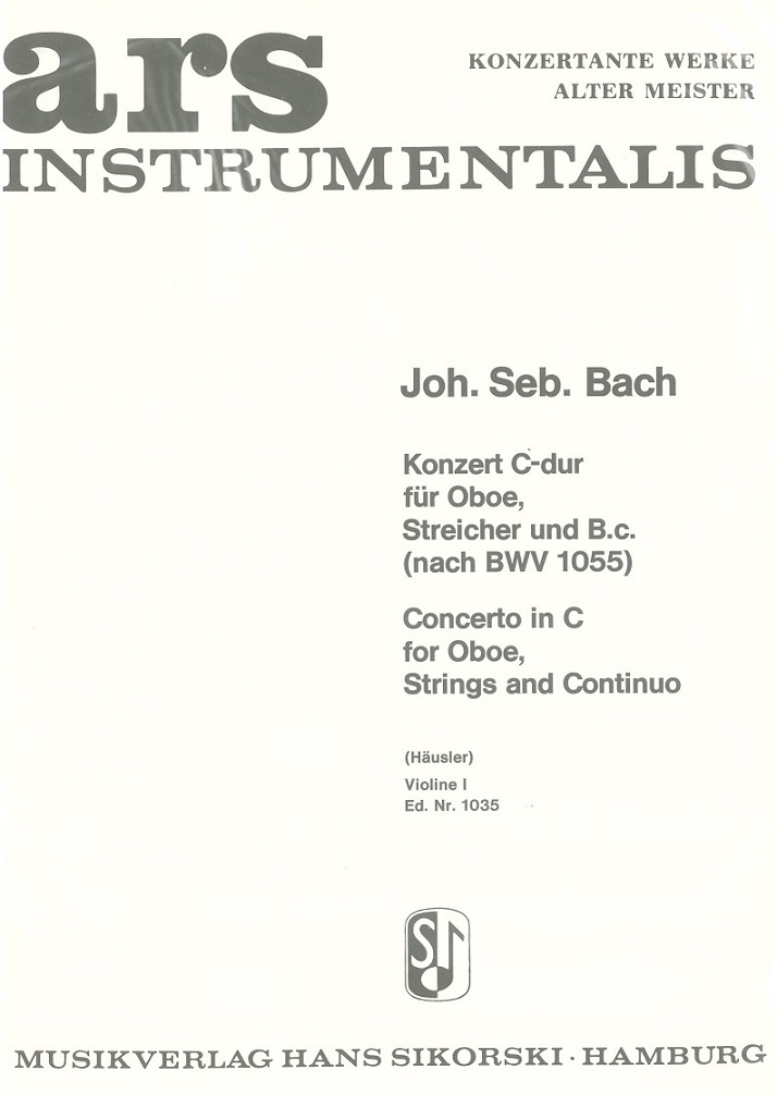 J.S. Bach: Konzert  C-Dur BWV 1055<br>fr Oboe, Str. + BC - Stimmen 3.3.2.2.1