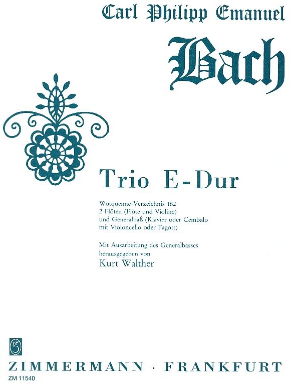C.P.E. Bach: Triosonate E-Dur Wq 162<br>für Flöte, Violine + BC