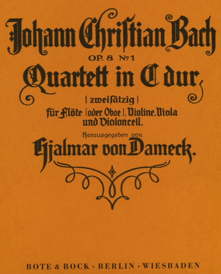 J.C. Bach: Quartett C-Dur op. 8/1 für<br>Oboe, Violine, Viola + V.cello
