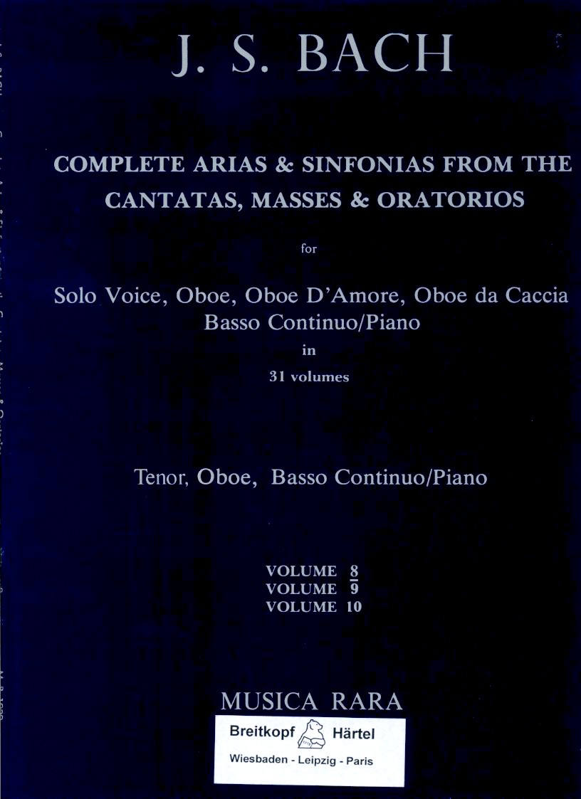 J.S. Bach: Kompl. Arien + Sinfonien<br>für Tenor, Oboe + BC - Band 8