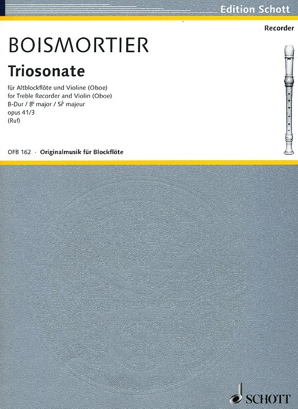 J.B. Boismortier: Triosonate B-Dur<br>für Altblockflöte, Violine + BC