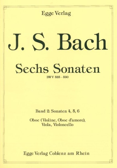 J.S.Bach(1685-1750): 6 Sonaten Bd. 2<br>(BWV 528-530) für Oboe (Violine), Va, Vc