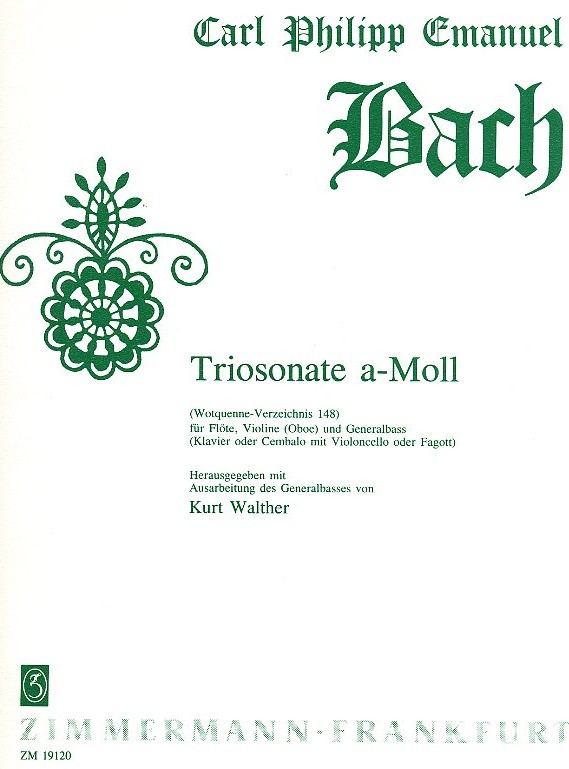 C.P.E. Bach: Triosonate a-moll Wq 148<br>für Flöte, Oboe(Vl) + BC