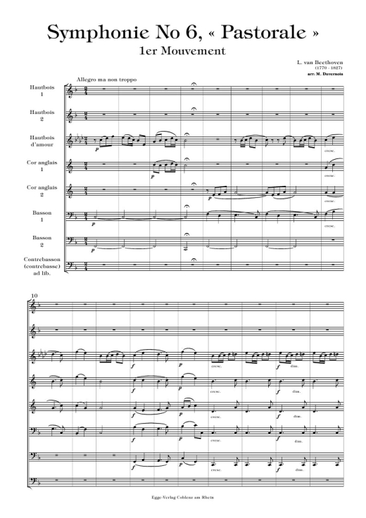 L.v. Beethoven: Sinfonie #6 (1. Satz) fü<br>Bande de hautbois /Stimmen+Partitur