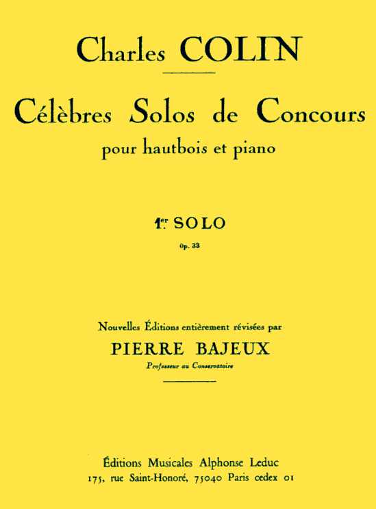 Ch. Colin: Clbres Solos de Concours<br>no. 1 op. 33 - Oboe + Klavier