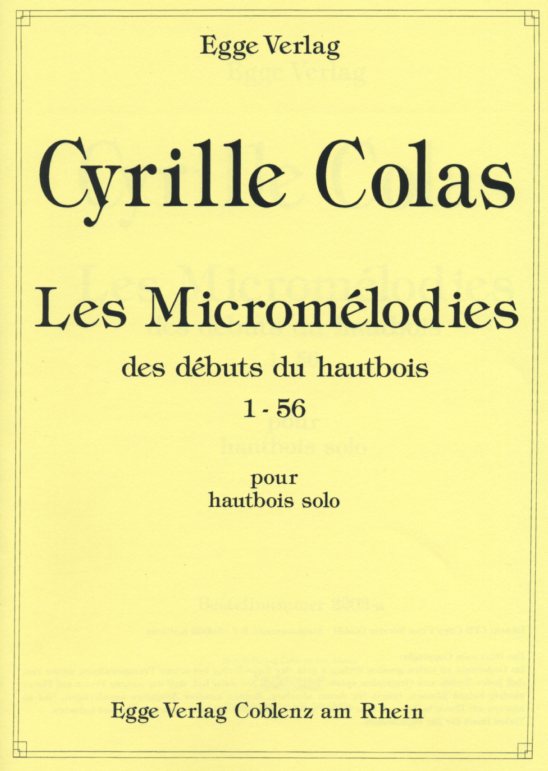 C.Colas(*1962): &acute;Les Micromélodies&acute;<br>100 Etuden für Oboe