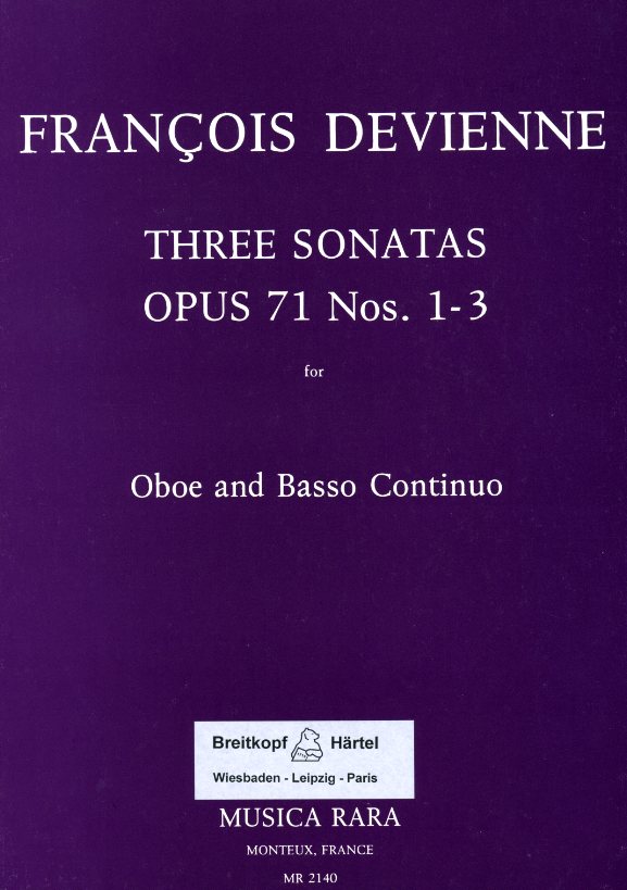 F. Devienne: 3 Sonaten in G, d, C op. 71<br>Oboe + BC