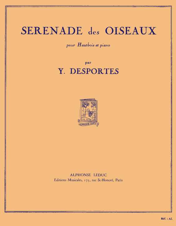 Y. Desportes: &acute;Serenade des Oisseaux&acute;<br>fr Oboe + Klavier