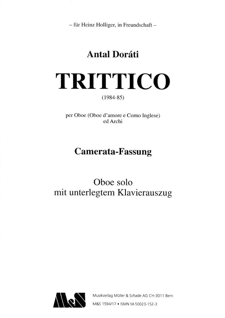 A. Dorati: Trittico - Fassung fr<br>Oboe + 12 Solostreicher - Oboenstimme