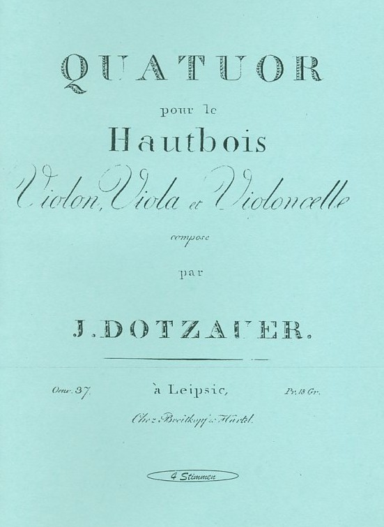 J.J. Dotzauer: Quartett F-Dur op. 37 für<br>Oboe, Violine, Viola + Cello