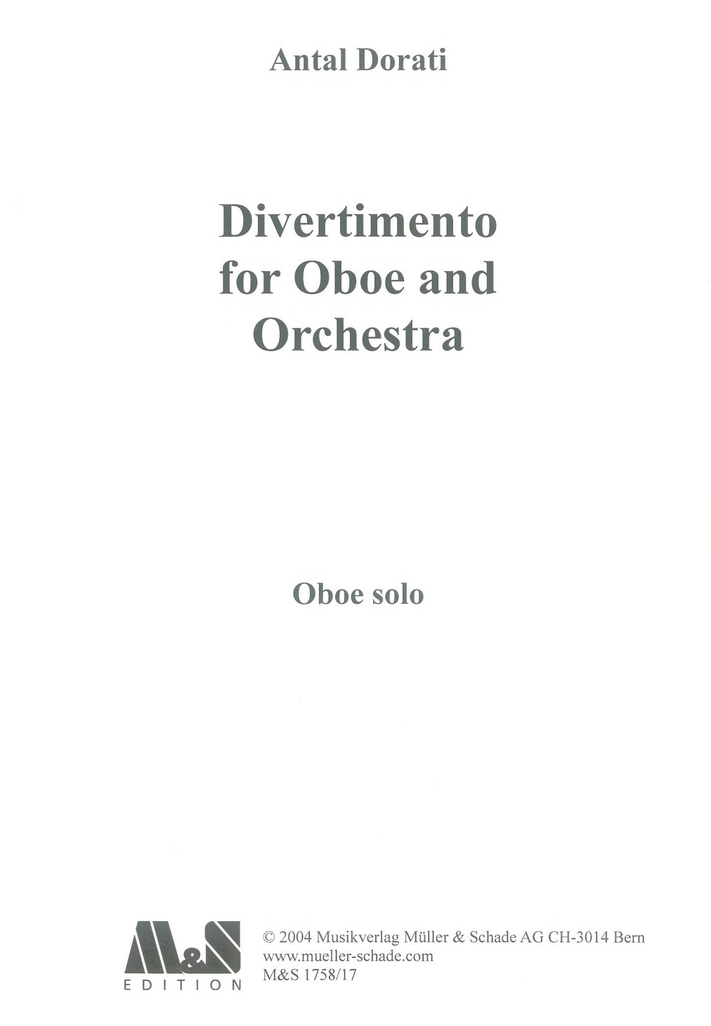 A. Dorati: Divertimento fr<br>Oboe + Orchester - Solostimme