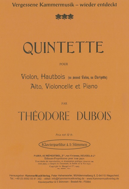 Th. Dubois (18371924):  Quintett F-Dur <br>Oboe, Violine, Viola, Vcello + Klavier