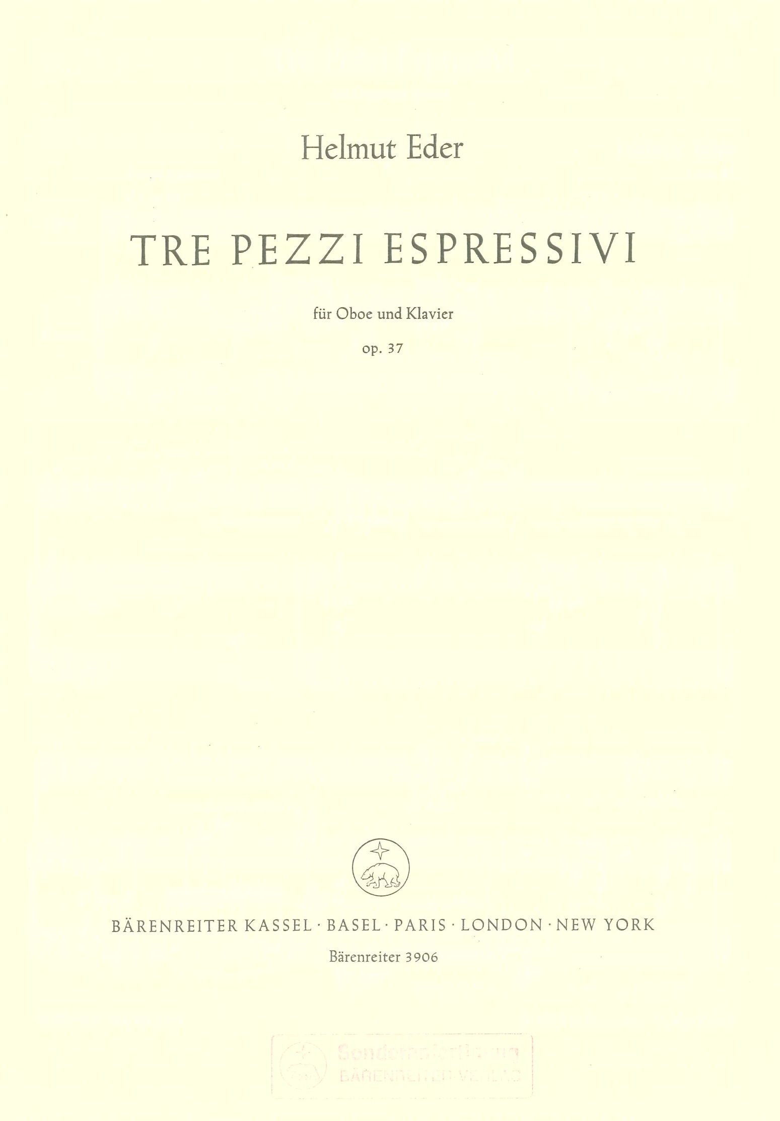 H. Eder: Tre Pezzi Espressivi op. 37<br>Oboe + Klavier