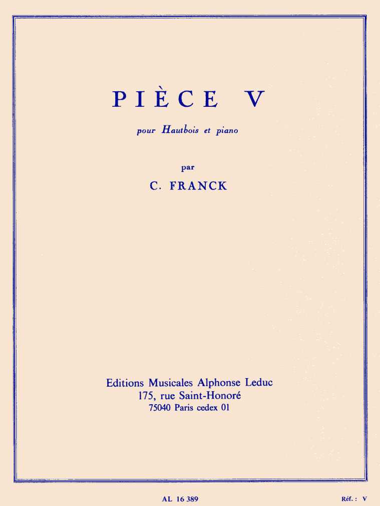 C. Franck: Piece V pour Hautbois<br>et Piano