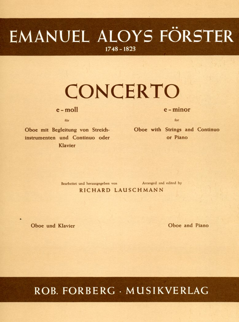 E. Aloys Frster: Konzert e-moll<br>fr Oboe, Streicher + BC. - KA