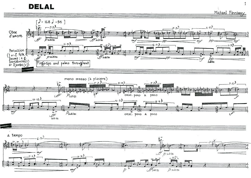 M. Finnissy(*1946): &acute;Delal&acute; for<br>Oboe d&acute; amore + Percussions - Kopien