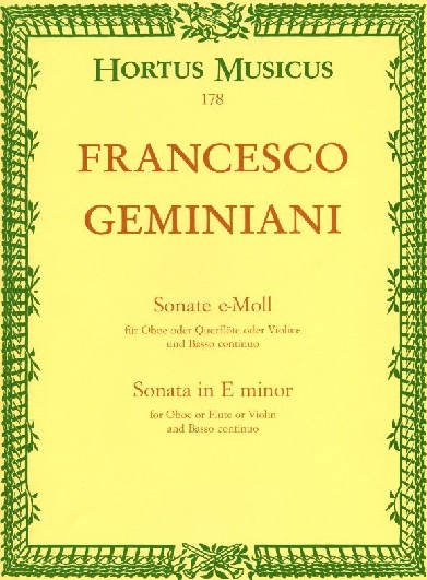 Geminiani: Sonate e-moll fr Oboe + BC<br>Brenreiter