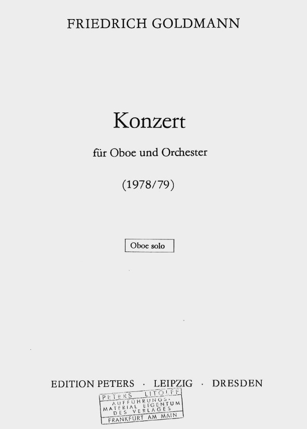 Fr. Goldmann(1941-2009): Konzert<br>fr Oboe + Orchester - Solostimme