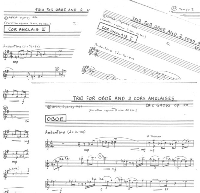 E. Gross: Trio op. 170 - für Oboe,<br>+ 2 Engl. Hörner - Stimmen /Kopien