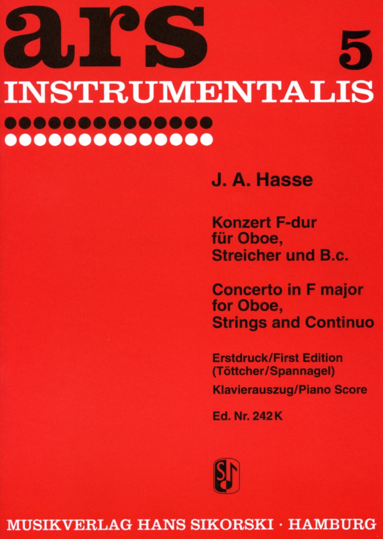 J.A. Hasse: Konzert F-Dur fr<br>Oboe, Streicher + BC - KA