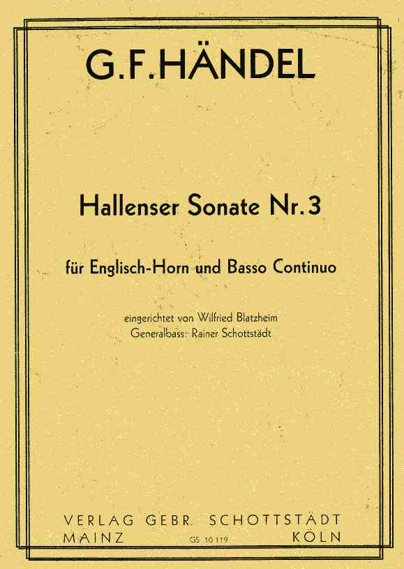 G.F. Händel: Hallenser Sonate No. 3<br>für Engl. Horn + BC