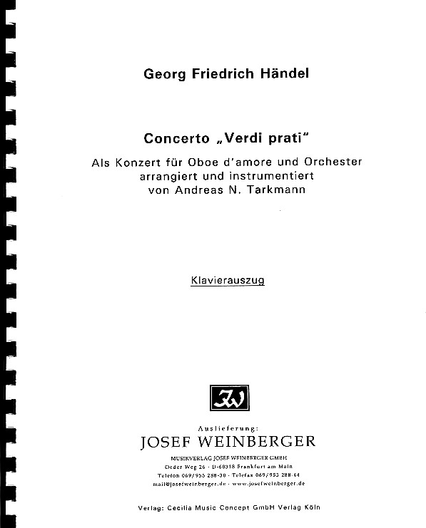 G.F. Händel: Concerto &acute;Verdi Prati&acute;<br>für Oboe d&acute;amore +  Orch. - KA