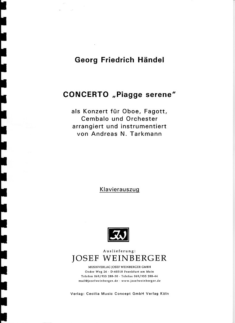 G.F. Hndel: Concerto Piagge serene<br>fr Oboe/Fagott + Orch. - KA