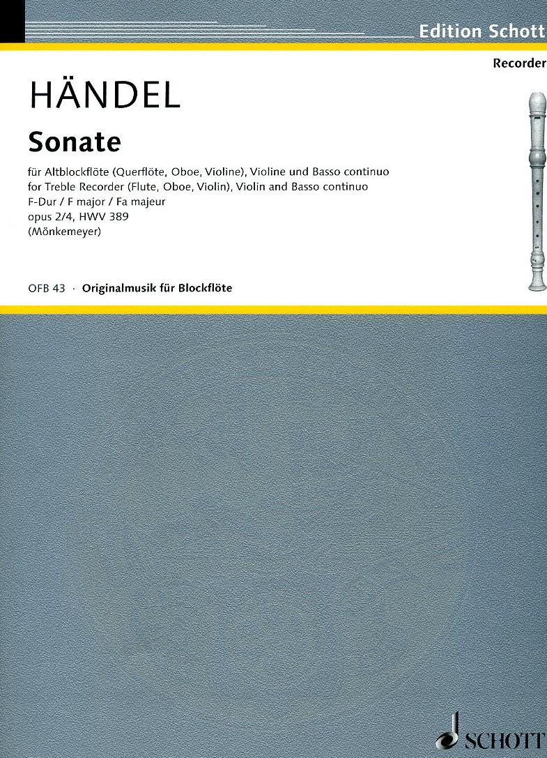 G.Fr. Händel: Sonate F-Dur HWV 389<br>Oboe (Abf) , Violine + BC - Stimmen