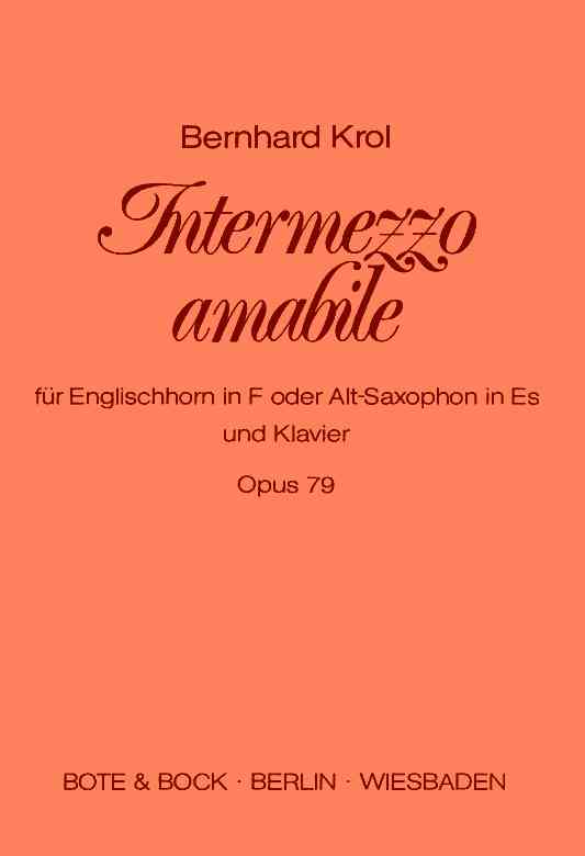 B. Krol: Intermezzo Amabile für<br>Engl. Horn + Klavier op. 79