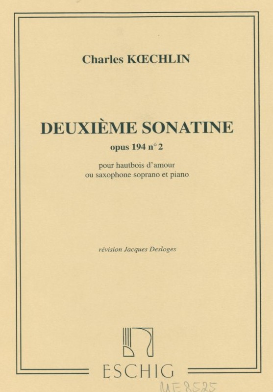 Ch. Koechlin: Sonatine op. 194/2 - für<br>Oboe d&acute;anore+Klavier