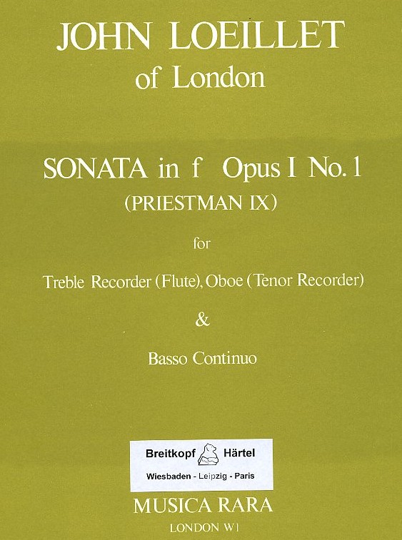J.B. Loeillet: Sonate F-Dur op.1/1 für<br>Blockflöte (Flöte), Oboe + BC