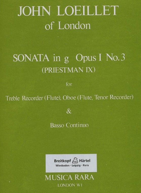 J.B. Loeillet: Sonate g-moll op. I/3<br>fr Blockflte, Oboe + BC
