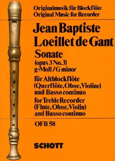 J.B. Loeillet: Sonate g-moll<br>Blockflöte(Oboe) + BC op. 3/3