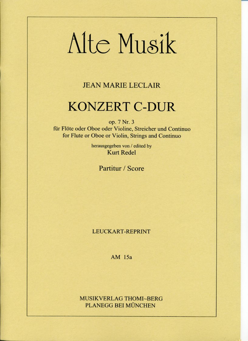 J.M. Leclair: Konzert in C-Dur<br>op.7/3 fr Flte/Oboe + Orch. - Partitur