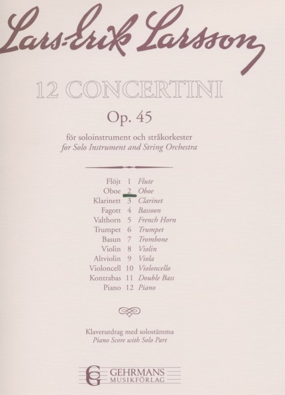 L.E. Larsson: Concertino für Oboe +<br>Streichorchester - KA