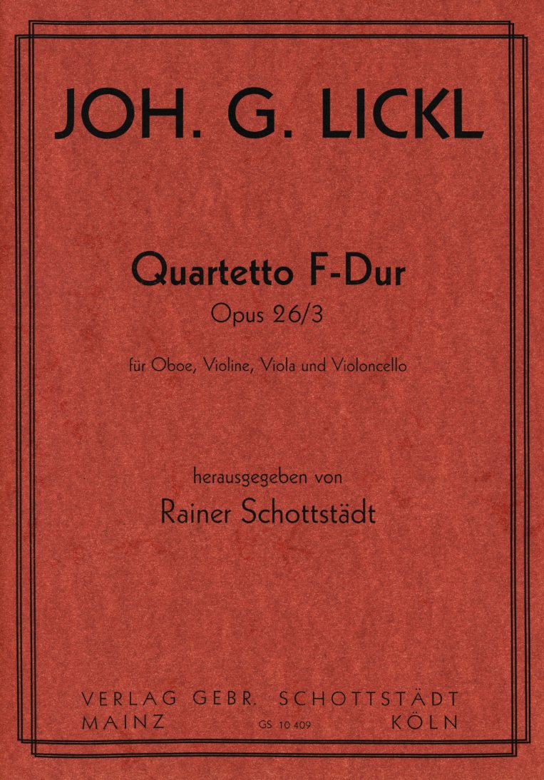J. Lickl: Quartetto F-Dur op. 26/3<br>Oboe, Viol., Viola, Cello - Stim. + Part