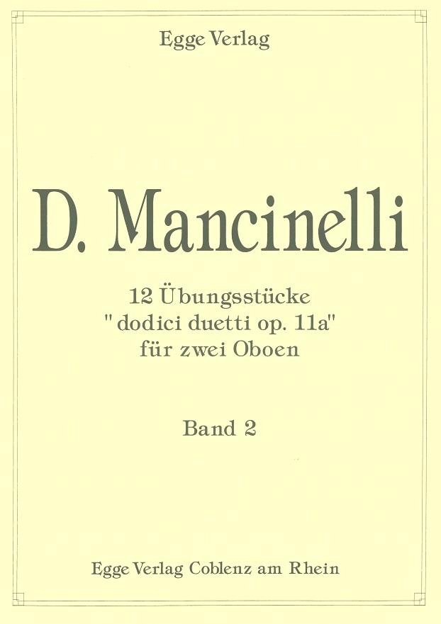D. Mancinelli(Ende 18. Jh):<br>12 bungsstcke fr 2 Oboen - Band 2