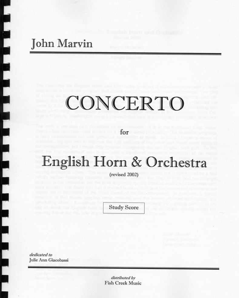 J. Marvin: Konzert fr Engl. Horn +Orch.<br>Studienpartitur