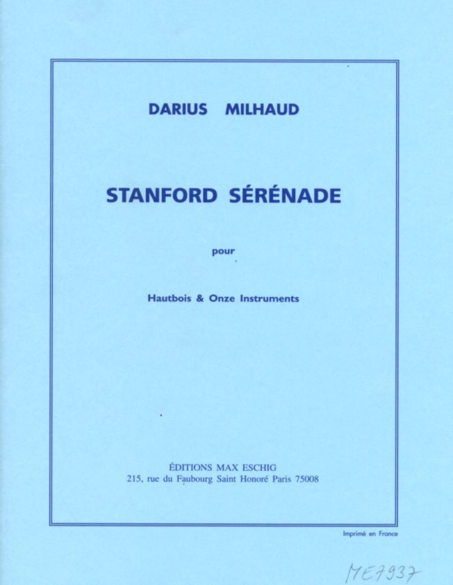 D. Milhaud: Stanford Serenade für Oboe<br>Oboe + elf Instrumente - Studienpartitur