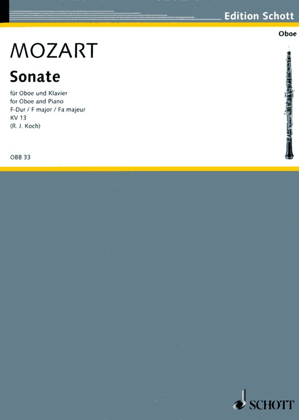 W.A. Mozart: Sonate F-Dur - Oboe+Klavier<br>nach KV 13 - bearb. R.J. Koch