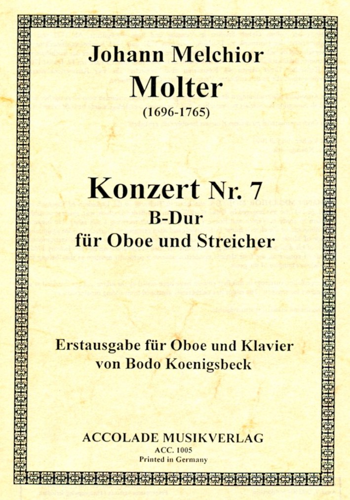 J. Molter: Konzert No. 7 B-Dur für<br>Oboe + Orchester - KA