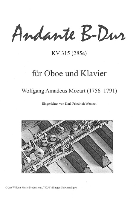 M.A. Mozart: Andante in B-Dur KV 315<br>Oboe + Klavier / arr. K.F. Wentzel