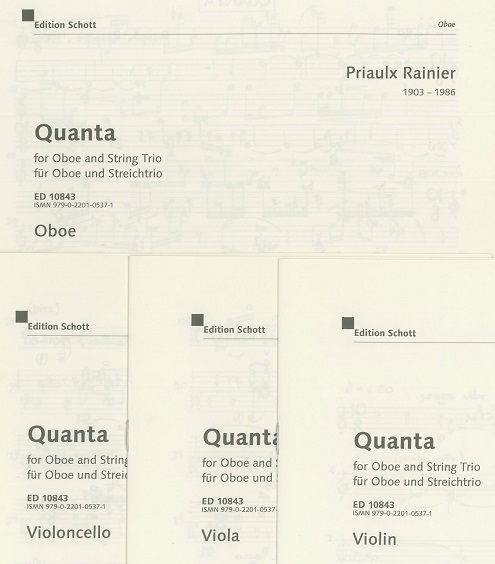 P. Rainier: Quanta - für Oboe<br>+ Streichtrio - Stimmen